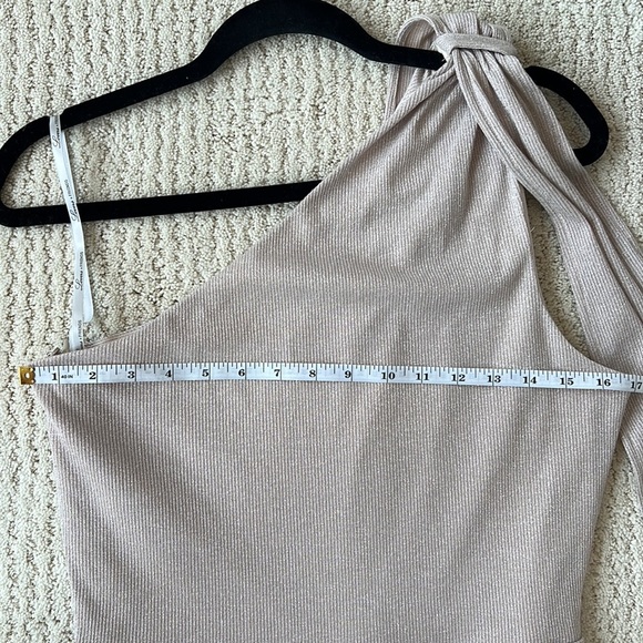 NWT LOVERS + FRIENDS Revolve Nude Asymmetrical One Shoulder Jumpsuit L - Picture 6 of 12